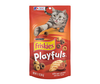 Playfuls Chicken & Liver Dry Cat Treats, 2.1 Oz.