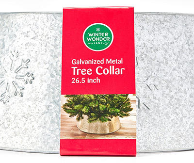 26.5" Embossed Snowflake Galvanized Metal Tree Collar