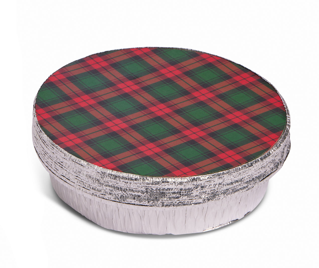 Red Plaid Round Foil Food Storage Tins, 12-Pack