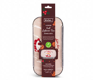 "Cookies For Santa" Foil Food Storage Tins, 6-Pack