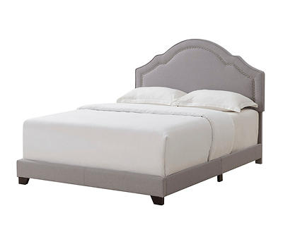 Smoke Gray Camelback Upholstered Queen Bed