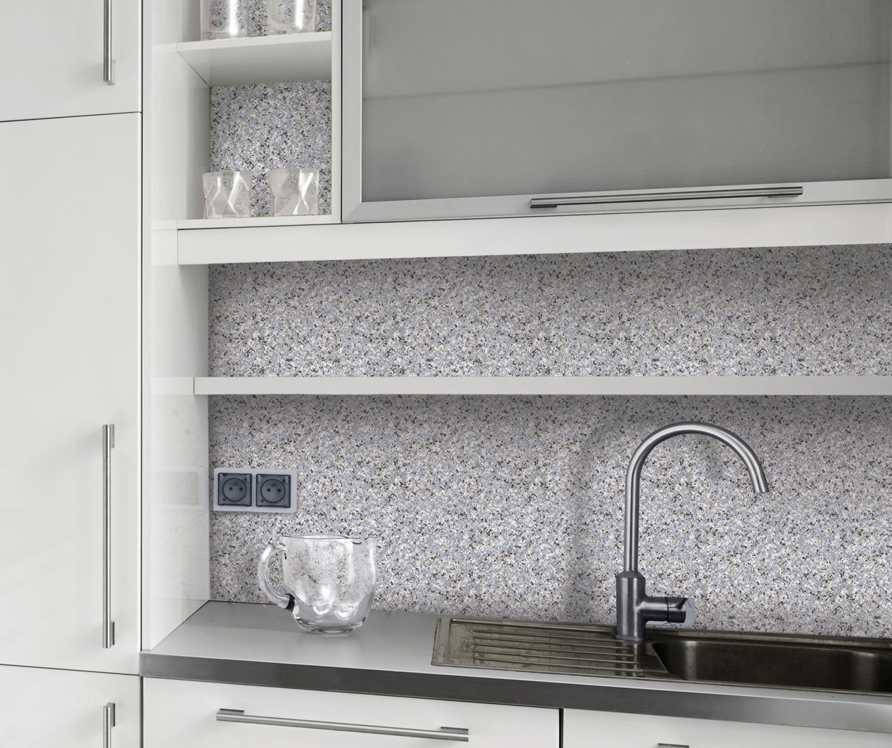Gray & White Granite Print Liner, (18" x 15')