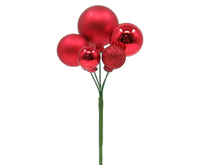 9" Red Ball Ornament Cluster Pick