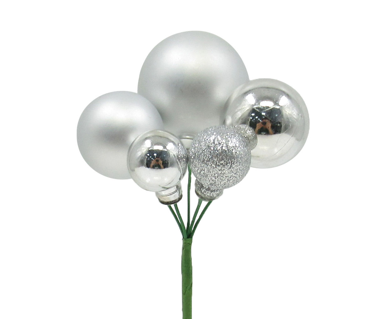 9" Silver Ball Ornament Cluster Pick