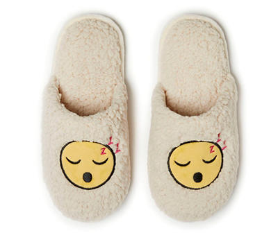 Women's X-Large Creme Brulee Sleep Emoji Sherpa Slippers