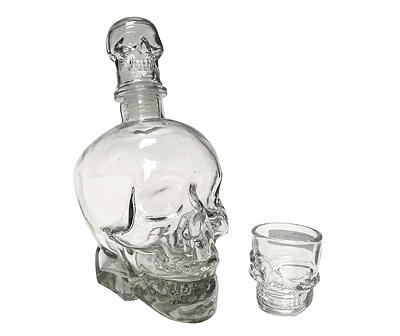 Skull 7-Piece Glass Decanter & Shot Glass Set