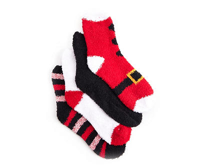 Red & Black Santa Suit 4-Pair Cozy Socks Set
