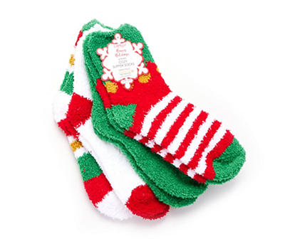 Green & Red Elf 4-Pair Cozy Socks Set