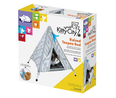 Kitty City Gray Ikat Raised Tent Cat Bed