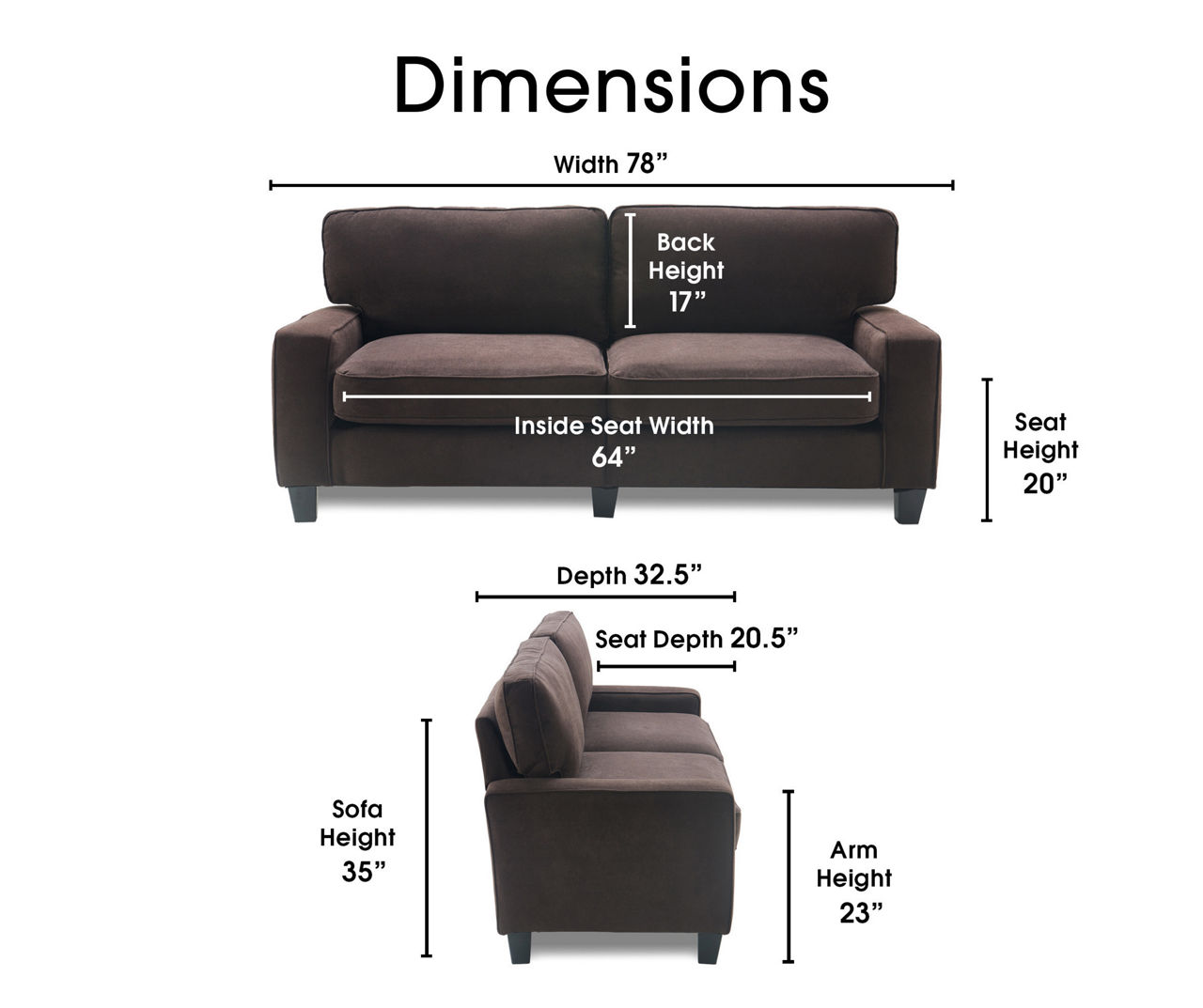 Palisades 78" Dark Brown Sofa