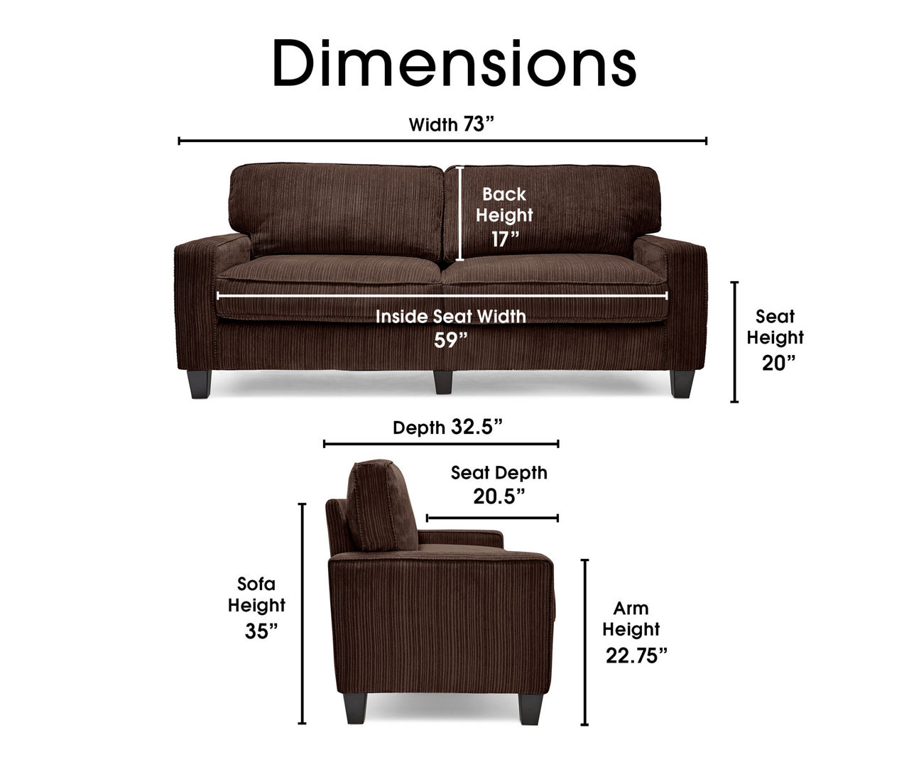 Palisades 73" Brown Sofa