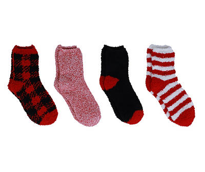 Red & Black Buffalo Check 4-Pair Cozy Socks Set