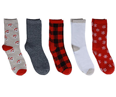 Santa & Snow 5-Pair Crew Socks Set