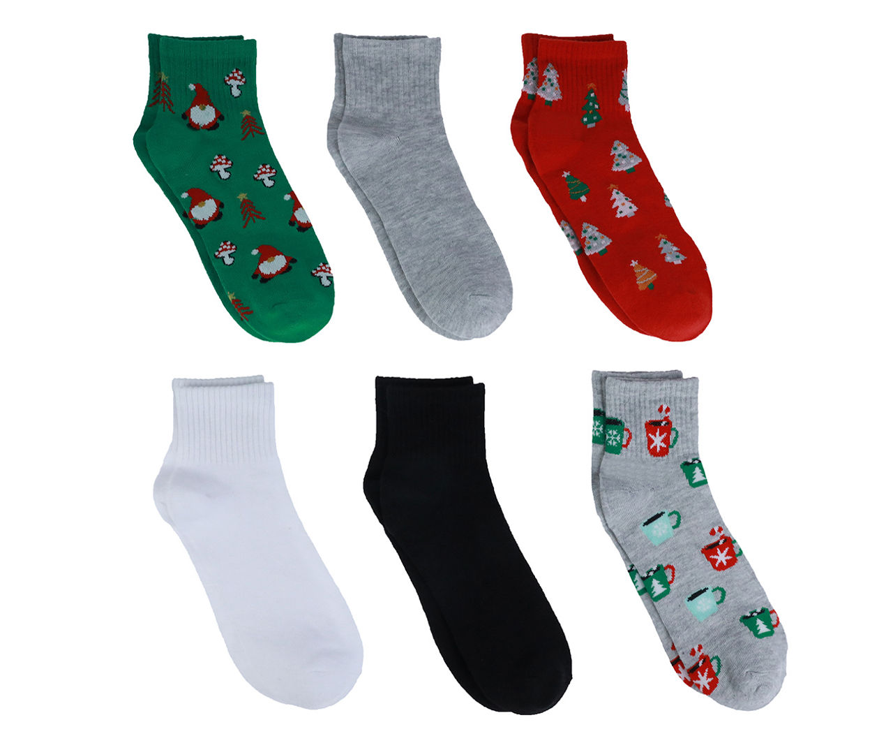 Gnome & Hot Cocoa 6-Pair Ankle Socks Set