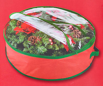 Red Wreath & Garland Bag with Green Trim