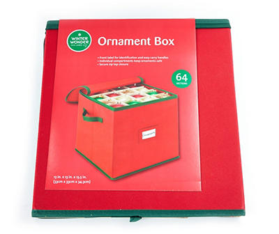 Red & Green 64-Ornament Storage Box
