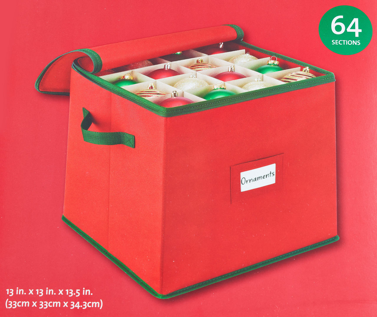 Winter Wonder Lane Red & Green 64-Ornament Storage Box