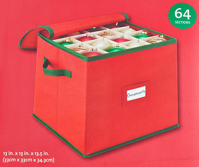 Winter Wonder Lane Red & Green 64-Ornament Storage Box