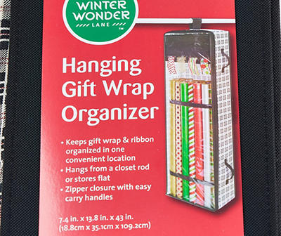 White & Black Plaid Hanging Gift Wrap Organizer