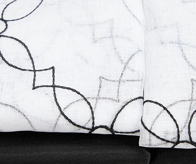 Waylon Black Lattice Sheer 4-Piece Curtain Panel Set, (84")