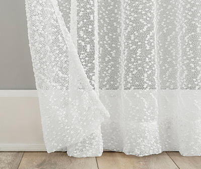 Tinsley White Boucle Light-Filtering Rod Pocket Curtain Panel, (63")