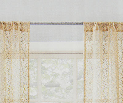 Tinsley Gold Boucle Light-Filtering Rod Pocket Curtain Panel, (84