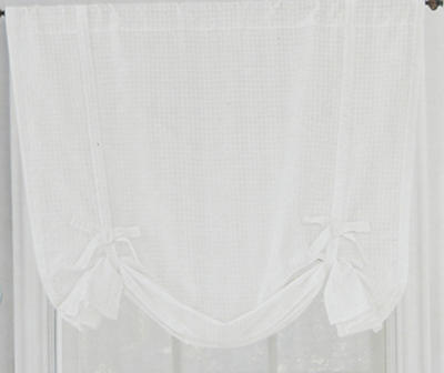Sanders White Tie-Up Rod Pocket Curtain Panel, (63