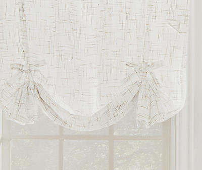 Kyler White & Gray Crosshatch Tie-Up Light-Filtering Rod Pocket Curtain Panel, (63