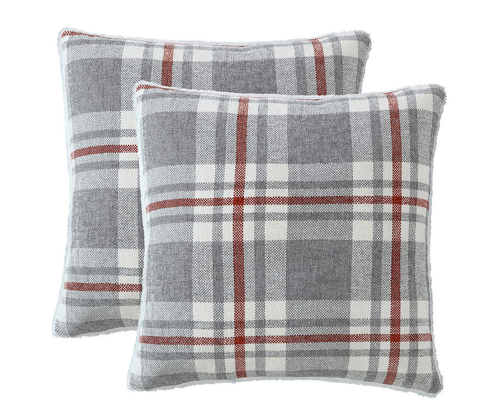 Gray & Red Plaid Square Throw Pillows, 2-Pack | Big Lots