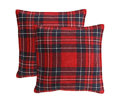 Red & Blue Plaid Chenille Square Throw Pillows, 2-Pack