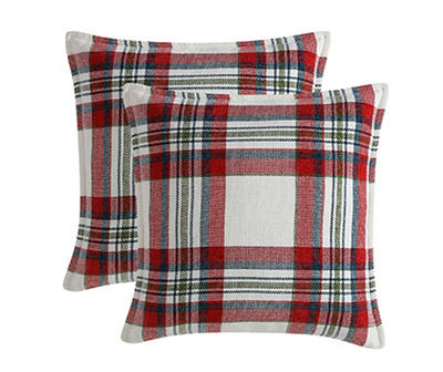 Red & Gray Plaid Chenille Square Throw Pillows, 2-Pack