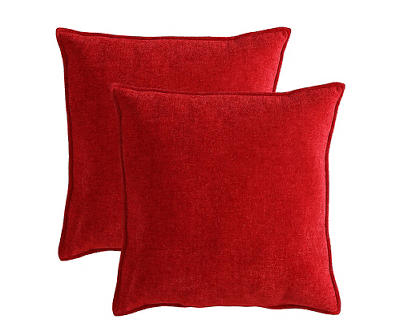 Red Chenille Square Throw Pillows, 2-Pack