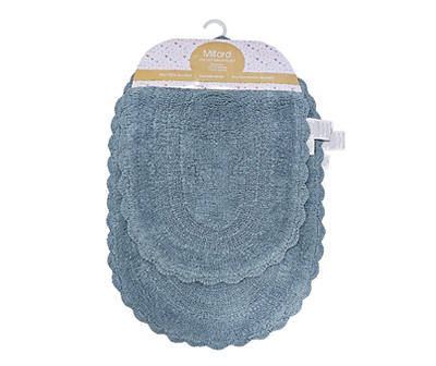Spa Blue Crochet Edge 2-Piece Bath Rug Set