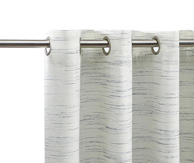 Gray Stripe Chenille Grommet Curtain Panel Pair with Blackout Lining, (84")