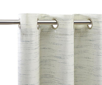 Aqua Stripe Chenille Grommet Curtain Panel Pair with Blackout Lining, (84")