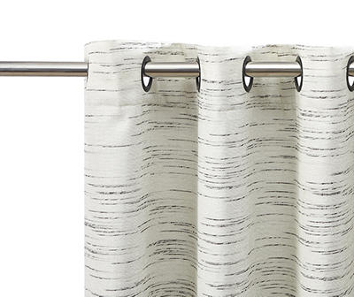 Black Stripe Chenille Grommet Curtain Panel Pair with Blackout Lining, (84