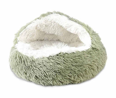 22" Green Covered Shag Cat Bed