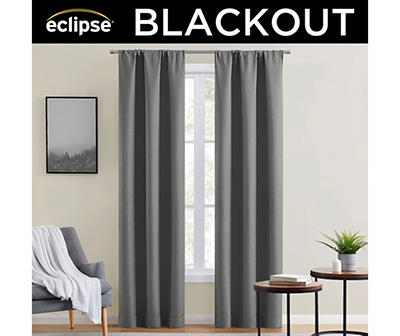 Charcoal Blackout Rod Pocket Curtain Panel, (84")