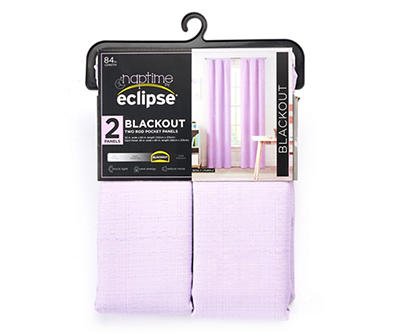 Naptime Purple Blackout Rod Pocket Curtain Panel Pair, (84")