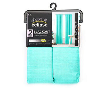 Naptime Blue Blackout Rod Pocket Curtain Panel Pair, (84")