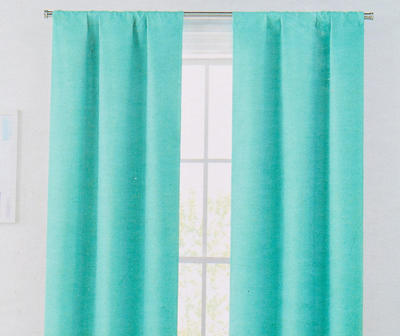 Naptime Blue Blackout Rod Pocket Curtain Panel Pair, (84")