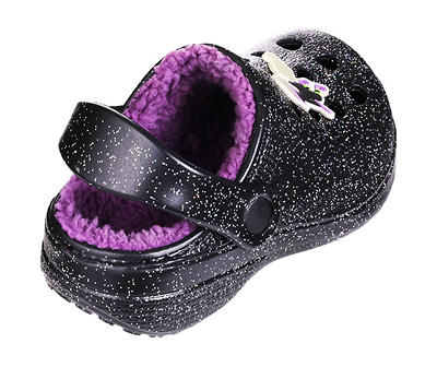 Toddler S Black Glitter Witch Charm Clog