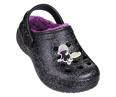 Toddler S Black Glitter Witch Charm Clog