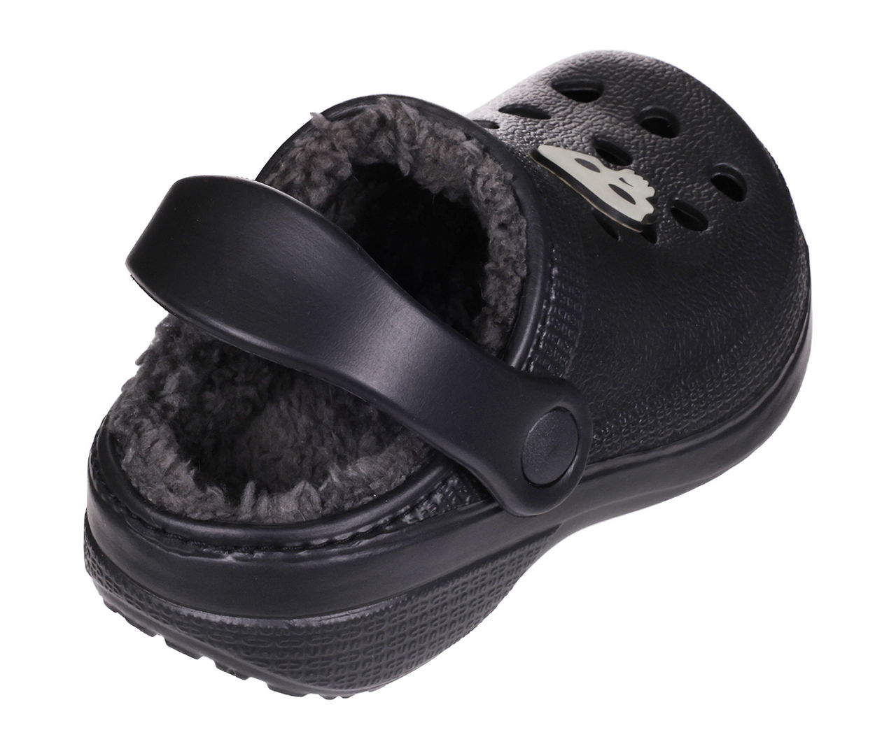 Toddler M Black Skull Charm Clog