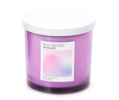 Blackberry Violet 2-Wick Purple Glass Candle, 14 Oz.