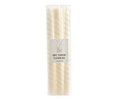 White Swirl Taper Candles, 6-Pack