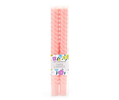 Pink Swirl Taper Candles, 2-Pack