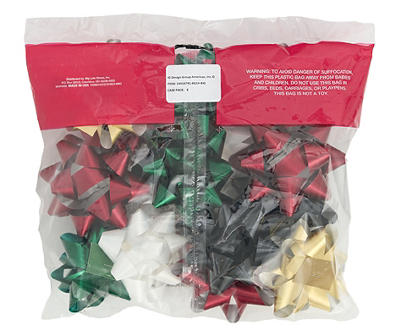Black, Red, Silver & White Gift Bows, 14-Pack
