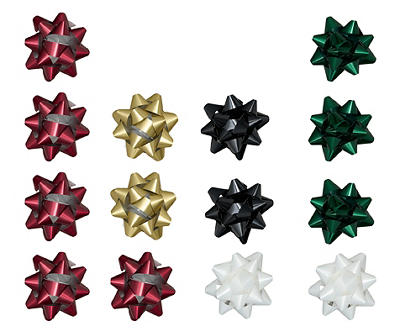 Black, Red, Silver & White Gift Bows, 14-Pack