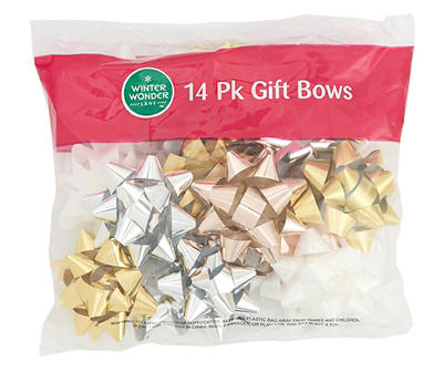Gold, Silver & White Gift Bows, 14-Pack